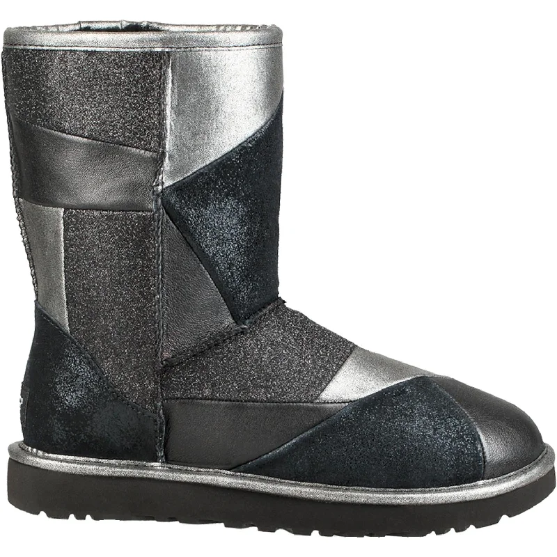 Booties for trendy fashion-Women's UGG Classic Glitter Patchwork Black Suede