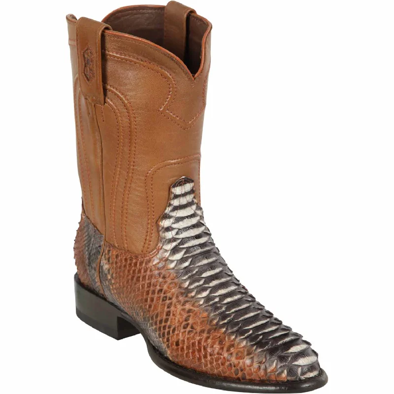 loafers for men with versatile design for any occasion-Cowboy boots with bandana scarfLos Altos 695788 Men's Rustic Cognac Genuine Python Roper Toe Cowboy Boots