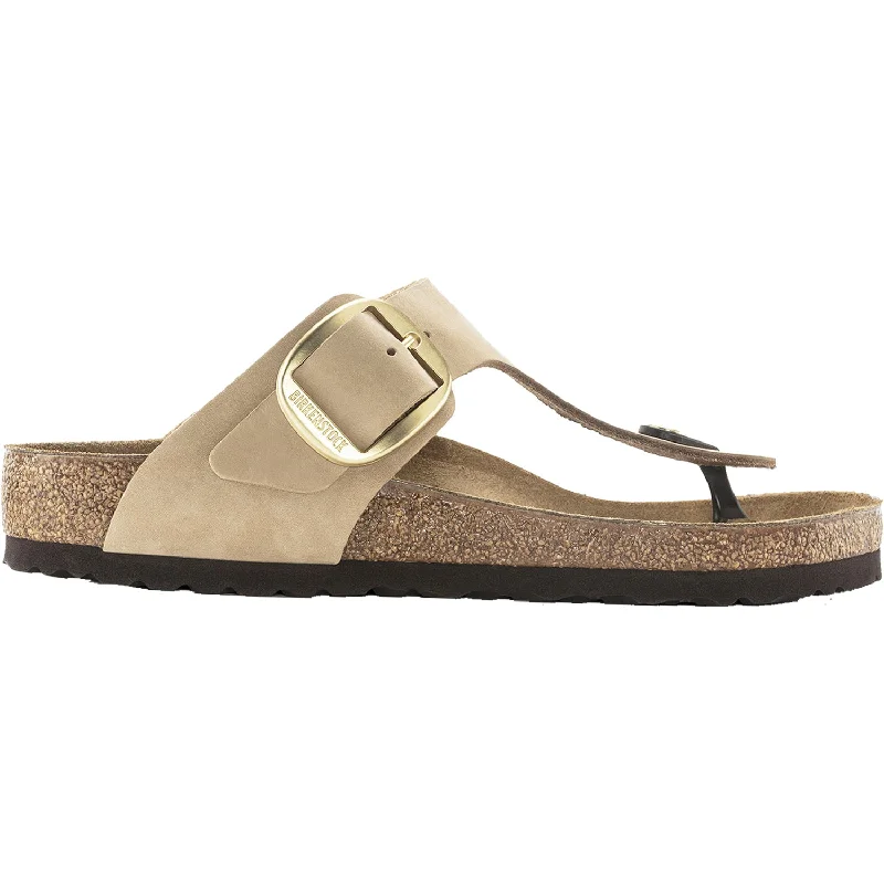 Sandals with zodiac signsWomen's Birkenstock Gizeh Big Buckle Sandcastle Nubuck