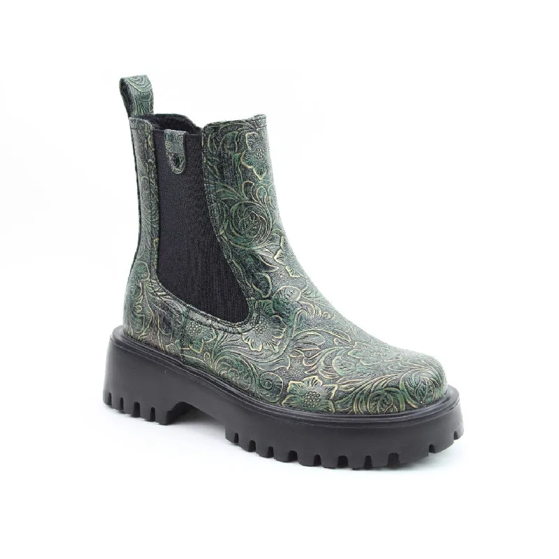 Ankle boots with graphic print-Heavenly Feet Alana Ladies Forest Vegan Zip & Lace Ankle Boots