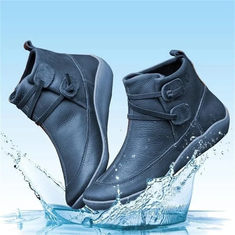 Snow boots for frost-Women Snow Ankle Boots Leather Winter Orthopedic Shoes