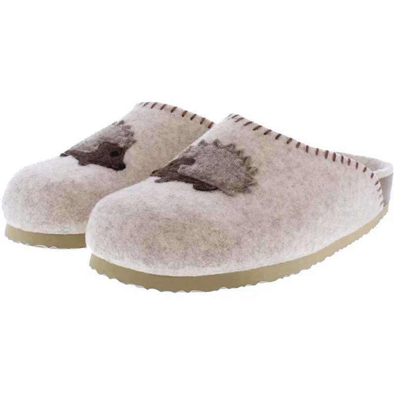 Slippers for foot softnessAdesso Maeve Ladies Cream Hedgehog Textile Slip On Slippers