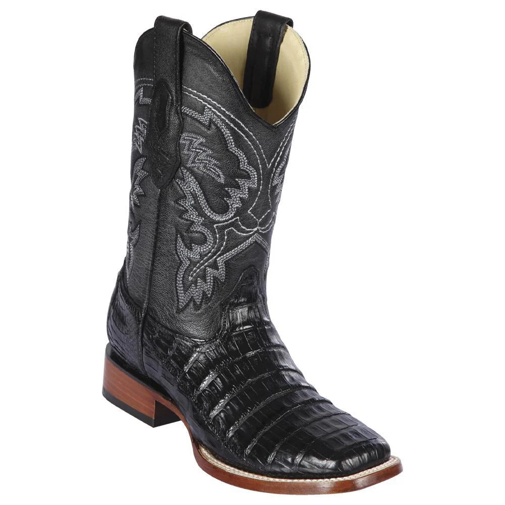 cowboy boots for women with metallic accents for added shine-Cowboy boots for rugged terrainLos Altos 822A8205 Men's Black Genuine Caiman Belly Wide Square Toe Cowboy Boots