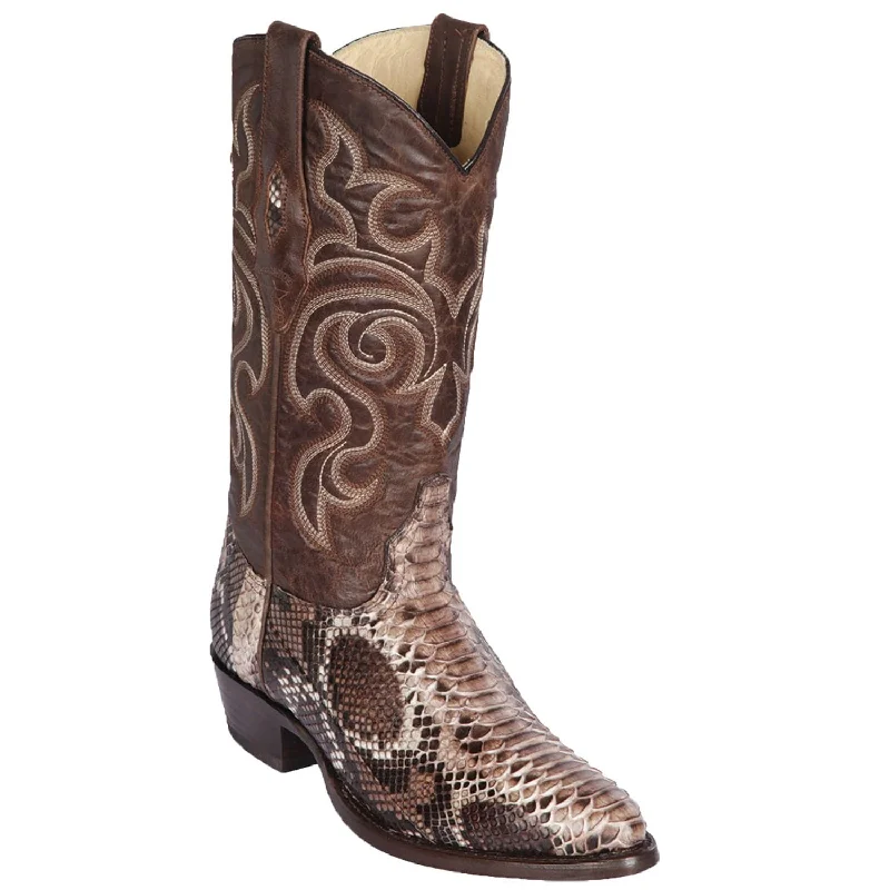 loafers for women with stylish metallic accents for shine-Cowboy boots for Christmas giftLos Altos 655785 Men's Rustic Brown Genuine Python Round Toe Cowboy Boots