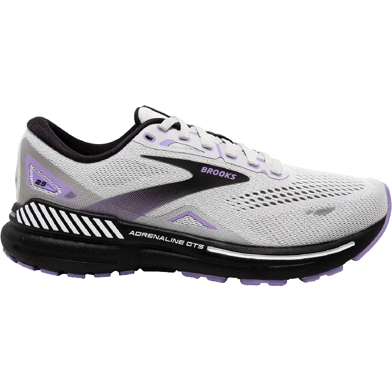 Athletic shoes for flat feet-Women's Brooks Adrenaline GTS 23 Grey/Black/Purple Mesh