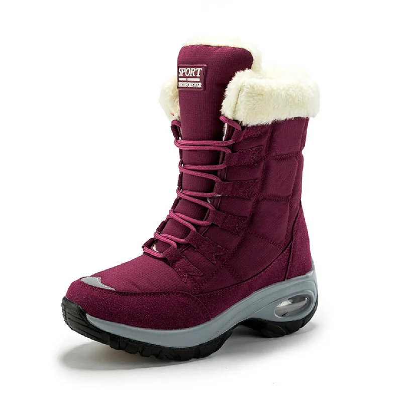 Snow boots for women-GRW Ortho Women Snow Boots Warm Waterproof Lightweight Lace Up Winter Boots