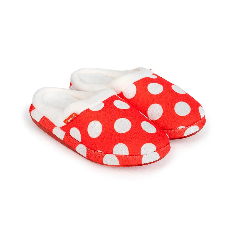 Slippers for foot warmthArchline Orthotic Slippers Slip-On – Red with White Polkadots