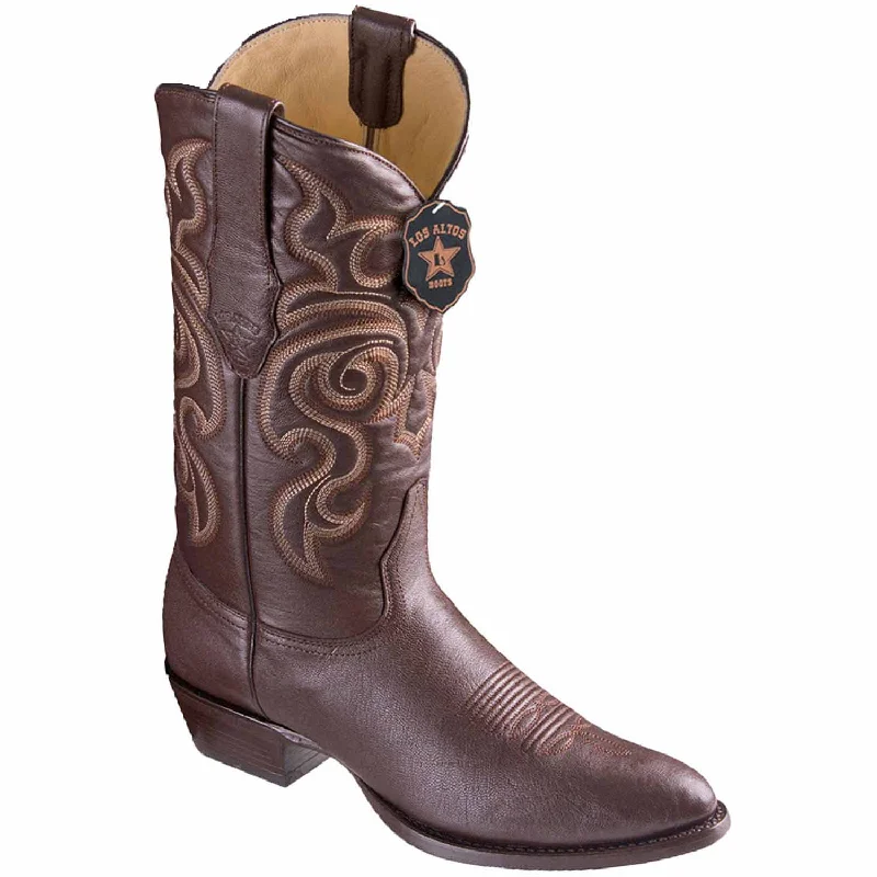 cowboy boots for women with rustic leather for vintage vibes-Cowboy boots for simple styleLos Altos 659207 Men's Brown Genuine Goat Round Toe Cowboy Boots