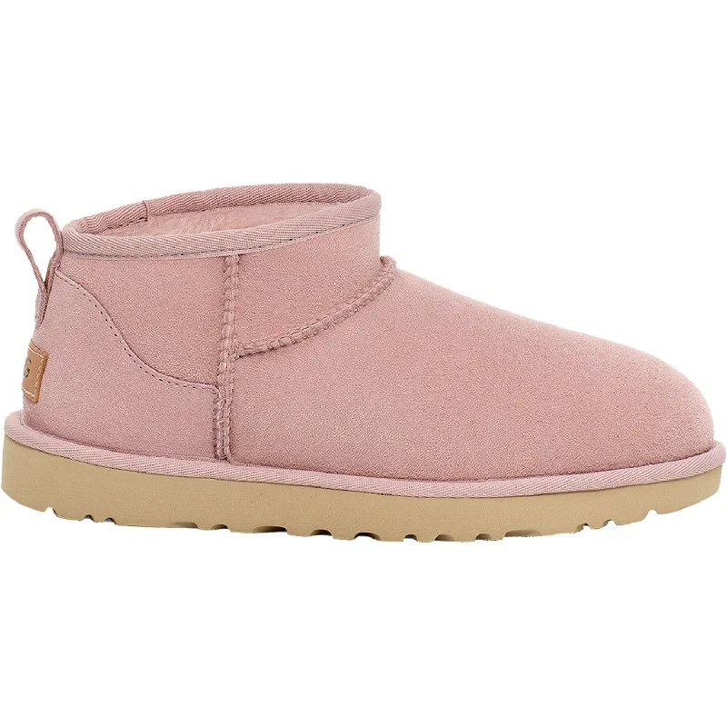 Booties with cool heels-Women's UGG Classic Ultra Mini Rose Grey Sheepskin