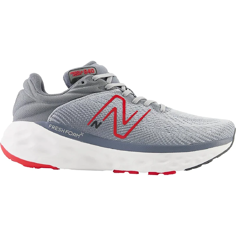 Athletic shoes with trendy patterns-Men's New Balance M840FLS Fresh Foam X Aluminum Grey/True Red Mesh