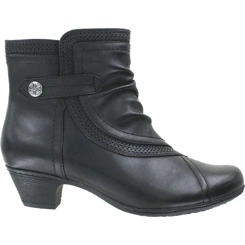 Booties for minimalist fashion-Women's Rockport Cobb Hill Abbott Panel Boot Black Leather