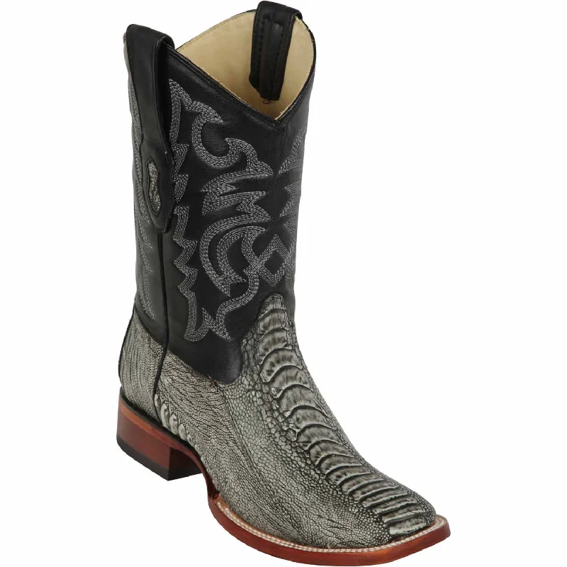 cowboy boots for men with cowboy-inspired design for authentic look-Cowboy boots with premium leatherLos Altos 8220581 Men's Rustic Black Genuine Ostrich Leg Wide Square Toe Cowboy Boots