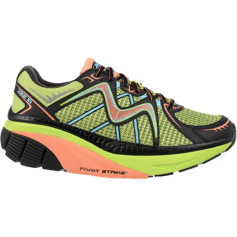 Athletic shoes with cool traction-Men's MBT Zee 16 Running Shoe Lime/Peach Mesh