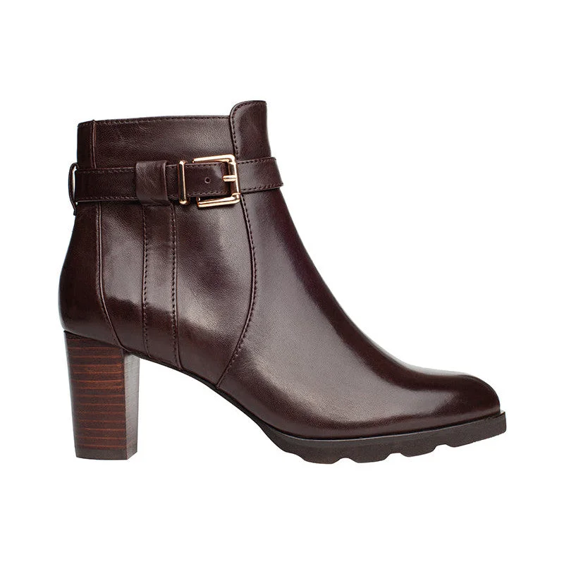 Ankle boots for daily style-Regarde Le Ciel Patricia-84 Ladies Brown Leather Side Zip Ankle Boots