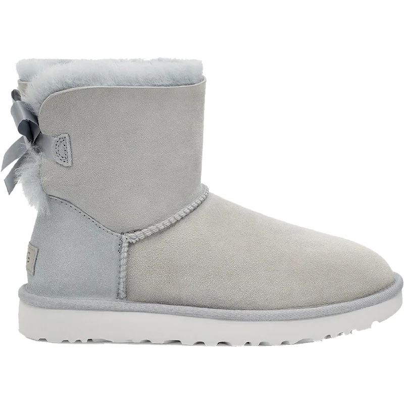 Booties with cool fashion-Women's UGG Mini Bailey Bow II Ash Fog Sheepskin