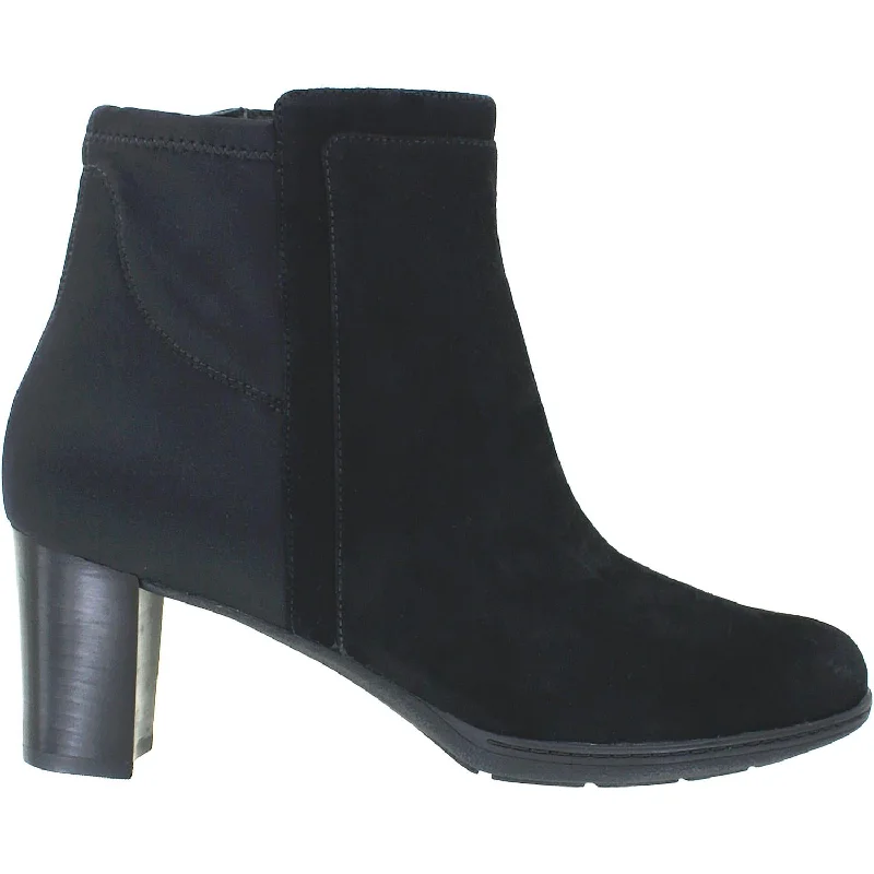 Booties with breathable soles-Women's Rockport Chaya Bootie Black Suede/Synthetic