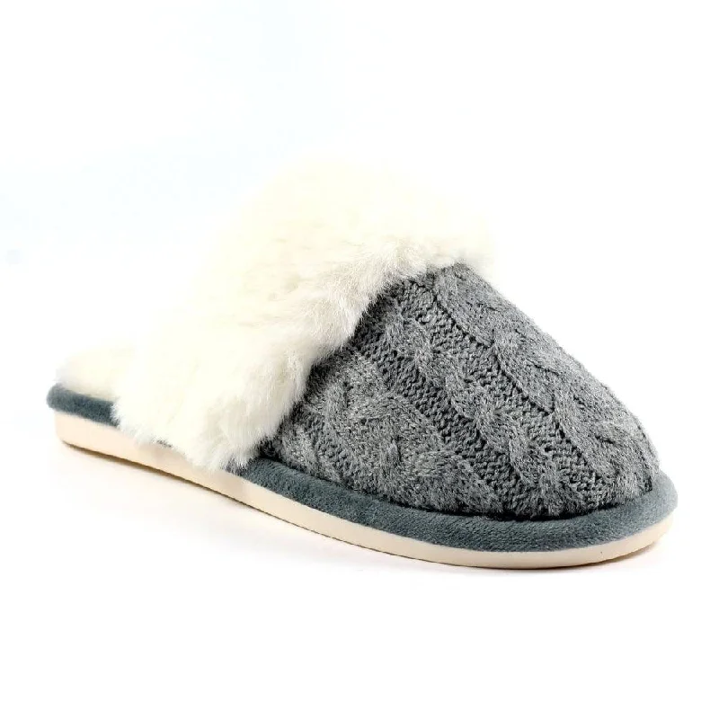 Slippers with soft soleLunar KLB038 Nika Ladies Grey Wool Slip On Slippers