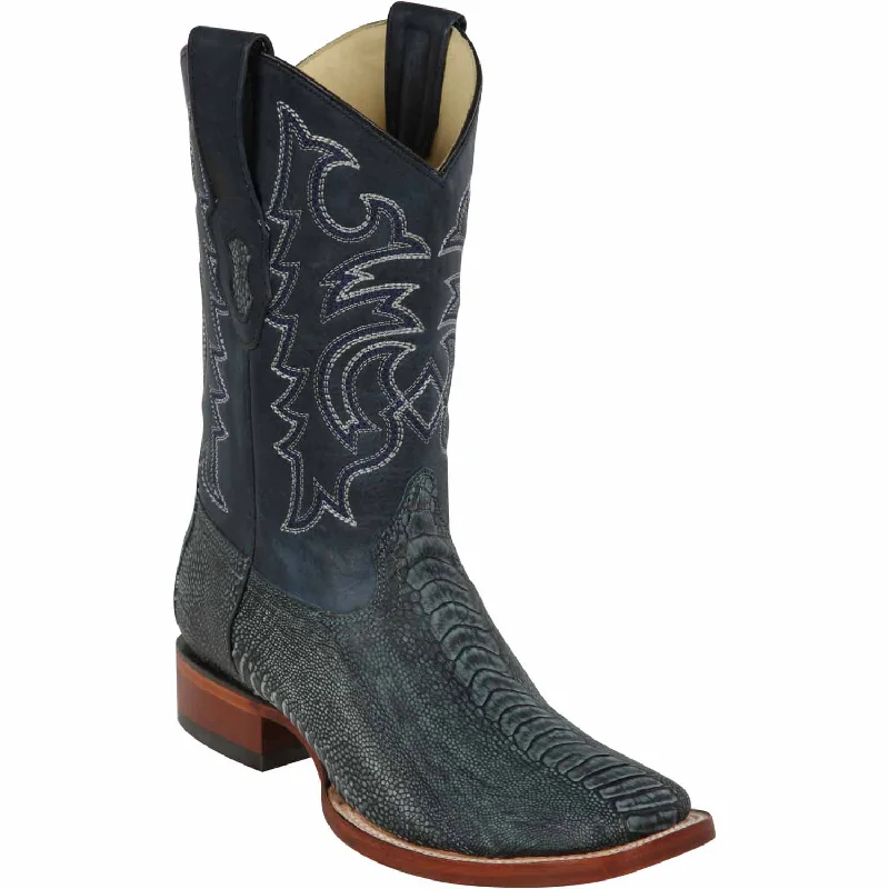 cowboy boots for men with high-quality leather for premium feel-Cowboy boots with eco-friendly materialsLos Altos 8220582 Men's Rustic Blue Genuine Ostrich Leg Wide Square Toe Cowboy Boots