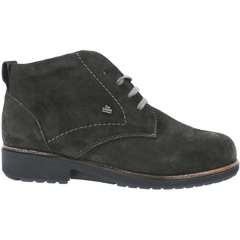 Booties for stylish soles-Women's Finn Comfort Cranston Dark Grey Suede