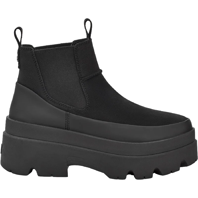 Booties for active soles-Women's UGG Brisbane Chelsea Black Nubuck