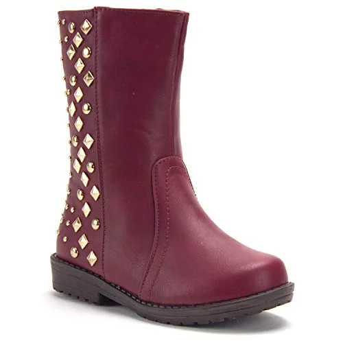 Girls Chloe Tall Studded Biker Inspired Boots