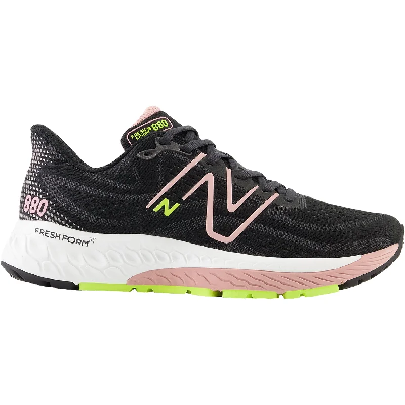 Athletic shoes with comfy support-Women's New Balance W880Y13 Fresh Foam X Black/Pink Moon Mesh