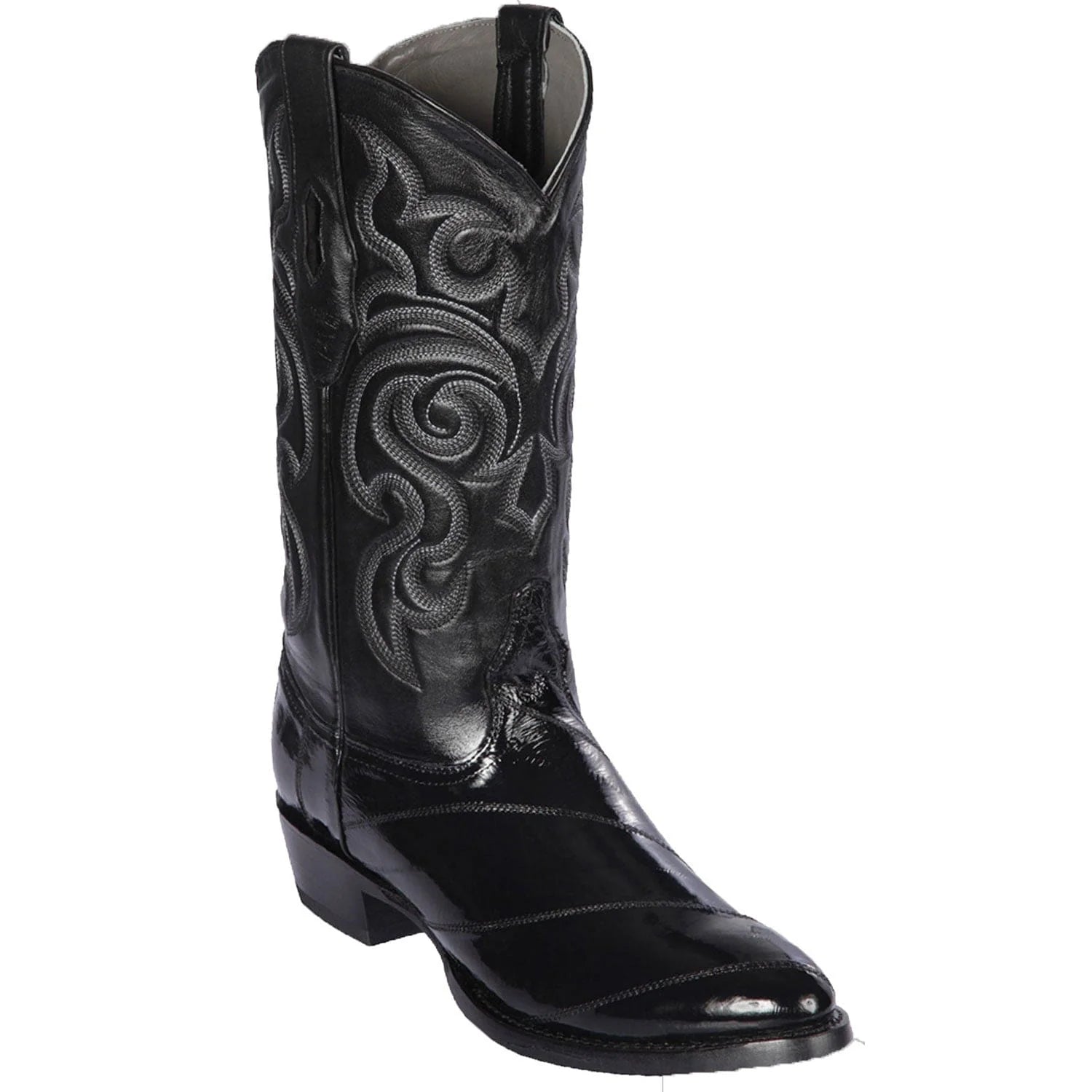 cowboy boots for men with breathable lining for summer comfort-Cowboy boots with lightweight soleLos Altos 650805 Men's Black Genuine EEL Round Toe Cowboy Boots