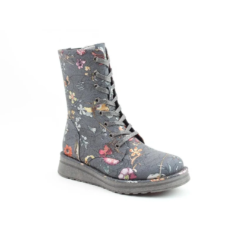 Ankle boots for easy wear-Heavenly Feet Martina 4 Print Fantasy Ladies Grey Vegan Zip & Lace Ankle Boots