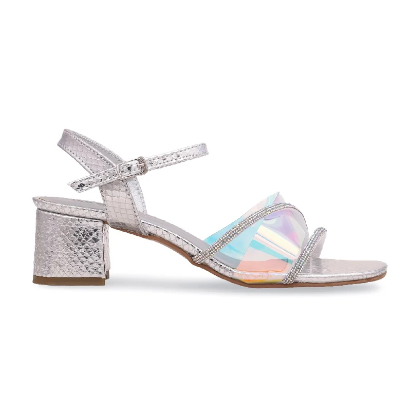 Sandals with slip-resistant soleSilver Fancy Sandal FN5576