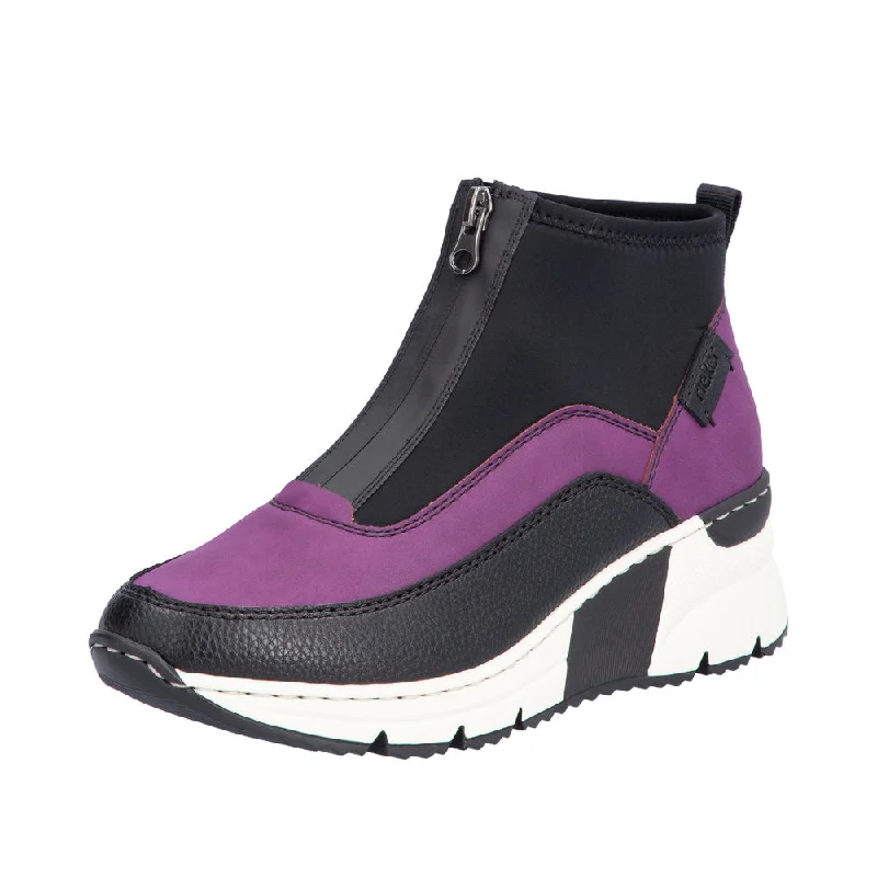 Ankle boots for winter fashion-Rieker N6352-30 Ladies Amethyst Side Zip Ankle Boots