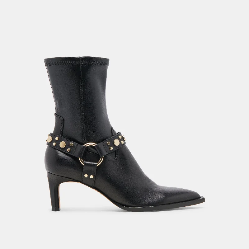 ARYA STUD WIDE CALF BOOTS BLACK LEATHER