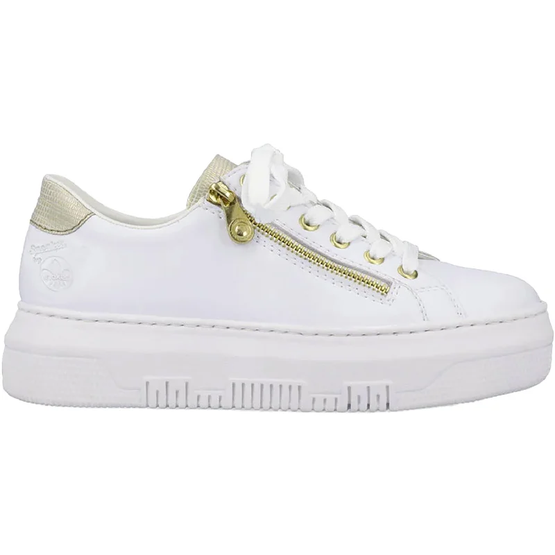 Athletic shoes for casual runs-Women's Rieker M1921-80 Enyas 21 Sportweiss/Lightgold Leather