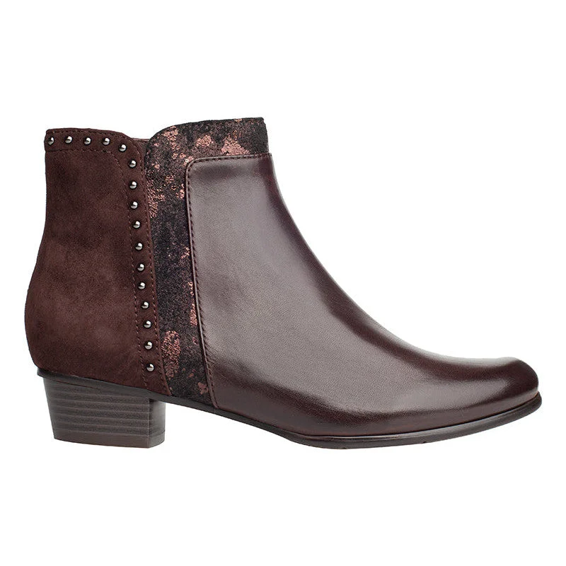 Ankle boots for budget buys-Regarde Le Ciel Stefany-386 Ladies Brown Leather Side Zip Ankle Boots