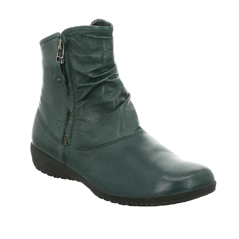 Ankle boots with rubber sole-Josef Seibel Naly 24 Ladies Petrol Leather Twin Zip Ankle Boots