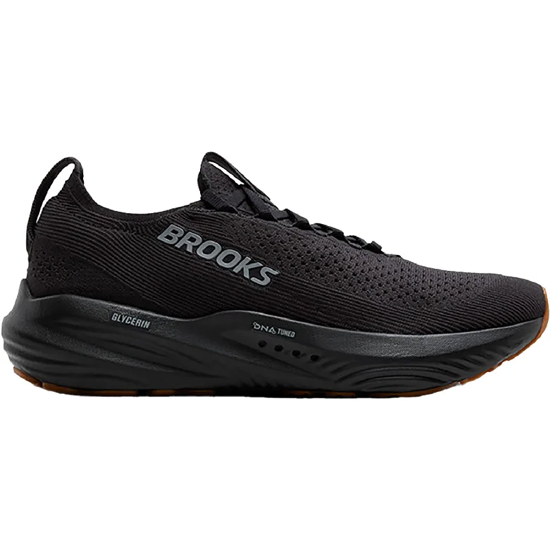 Athletic shoes with durable traction-Men's Brooks Glycerin 22 Stealthfit Black/Black