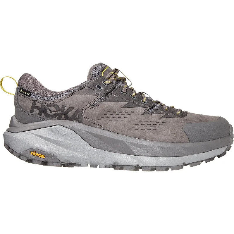 Athletic shoes with breathable mesh-Men's Hoka One One Kaha Low Gore-Tex Charcoal Grey/Green Sheen Nubuck