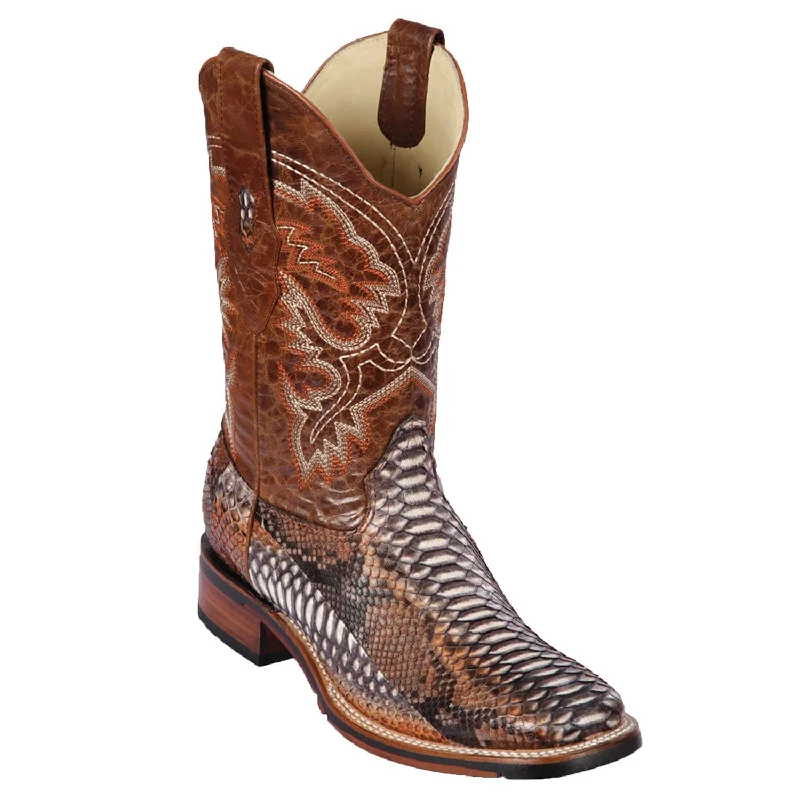 loafers for women with luxurious leather finish for a rich feel-Cowboy boots with leather soleLos Altos 8265788 Men's Rustic Cognac Genuine Python Wide Square Toe Cowboy Boots