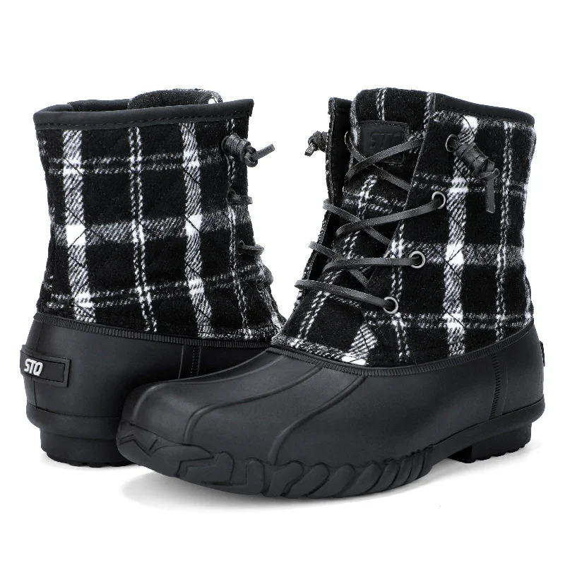 Snow boots for mornings-STQ Duck Boots for Women Waterproof Winter Boots Quilted Snow Boots