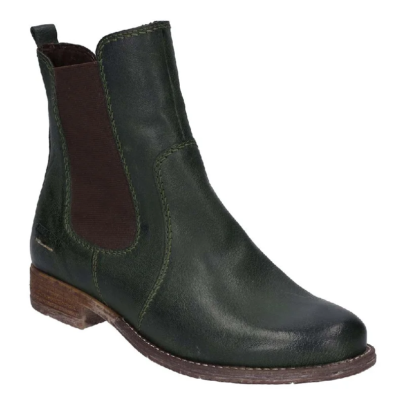 Ankle boots for petite frames-Josef Seibel Sienna 80 Ladies Olive Leather Side Zip Ankle Boots