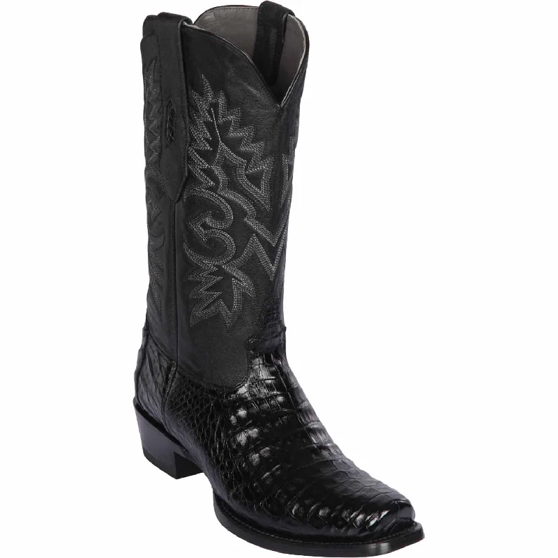 cowboy boots for women with comfortable arch support for daily use-Cowboy boots for extra roomLos Altos 588205 Men's Black Genuine Caiman Belly 7X Toe Cowboy Boots