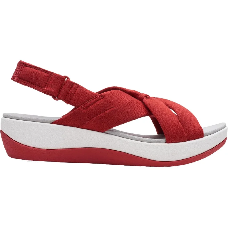 Sandals with casual strideWomen's Clarks Cloudsteppers Arla Belle Red Fabric