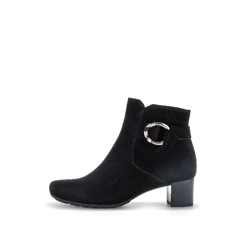 Ankle boots for summer-Gabor 32.824.47 Hemp Ladies Black Suede Slip On Ankle Boots