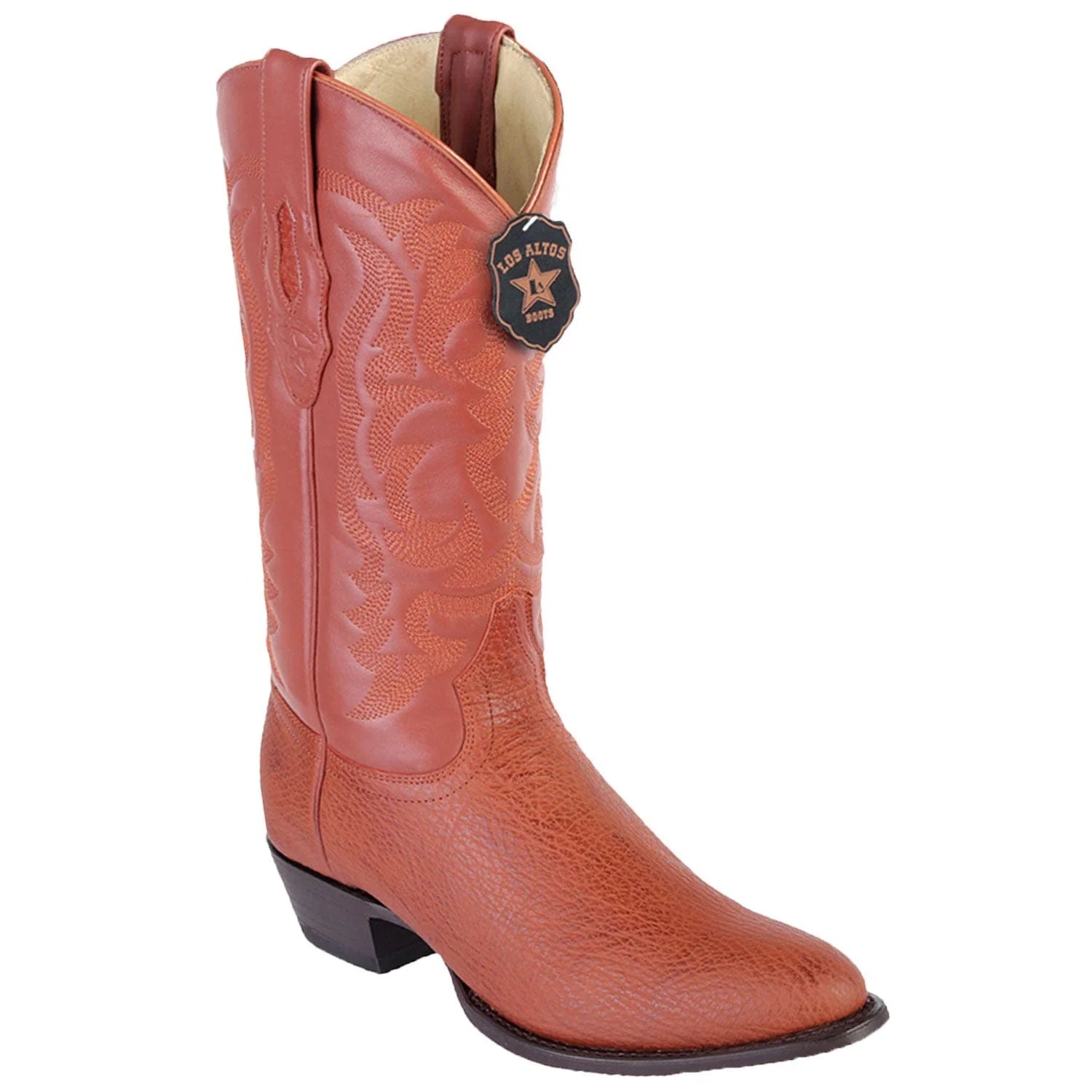 cowboy boots for women with low shaft for more versatility-Cowboy boots for heavy dutyLos Altos 659303 Men's Cognac Genuine Shark Round Toe Cowboy Boots