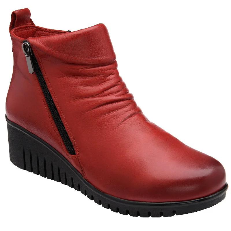 Ankle boots on sale-Lotus Cordelia Ladies Red Leather Twin Zip Ankle Boots