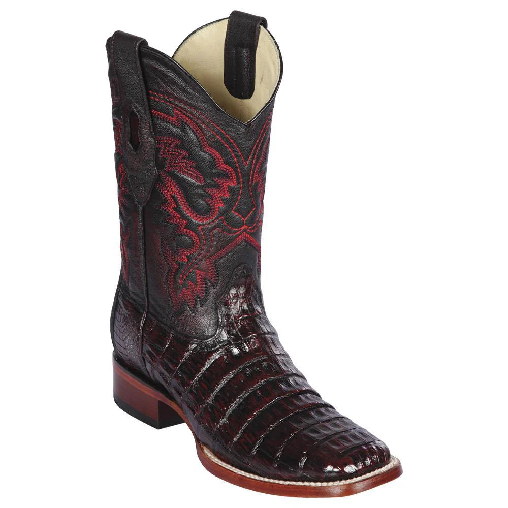 cowboy boots for men with calfskin leather for a smooth feel-Cowboy boots with break-in tipsLos Altos 822A8218 Men's Black Cherry Genuine Caiman Belly Wide Square Toe Cowboy Boots