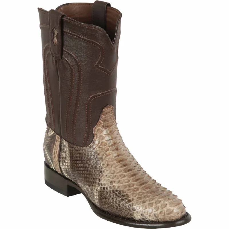 loafers for women with woven texture for an earthy feel-Cowboy boots for rodeo outfitLos Altos 695785 Men's Rustic Brown Genuine Python Roper Toe Cowboy Boots