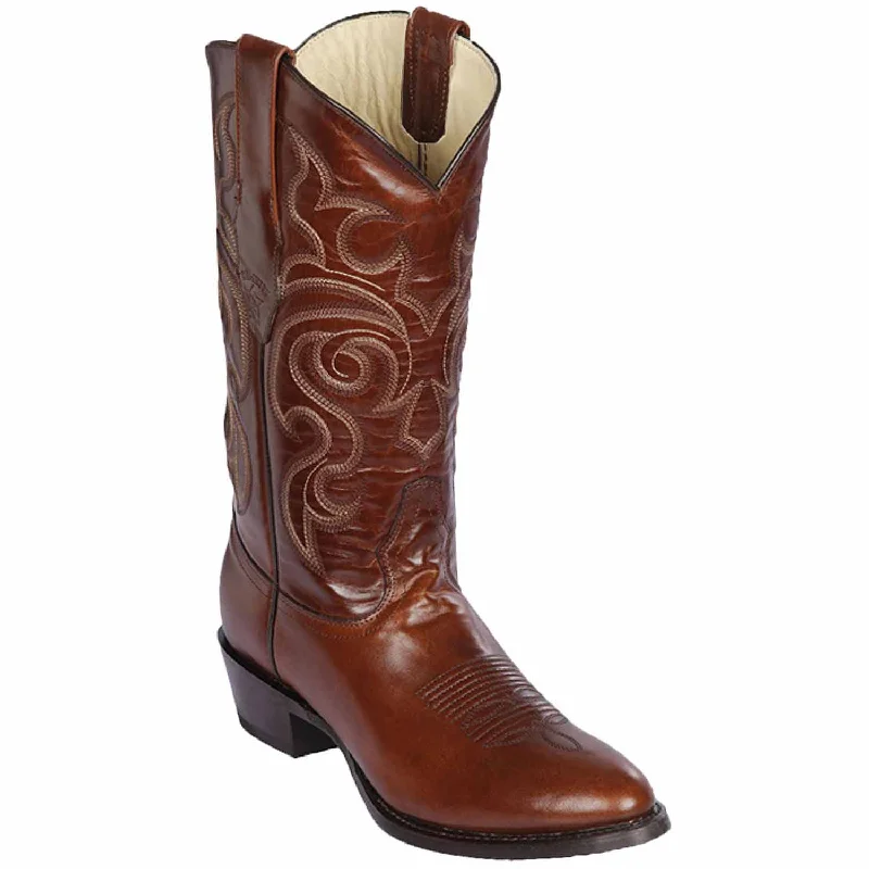 cowboy boots for women with decorative stitching for visual appeal-Cowboy boots for subtle detailsLos Altos 653807 Men's Brown Genuine Pull Up Round Toe Cowboy Boots