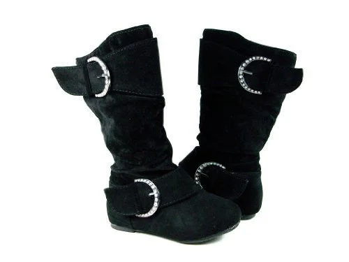 Girls Destiny-I Toddlers Studded Buckle Full Zipper Suede Boots