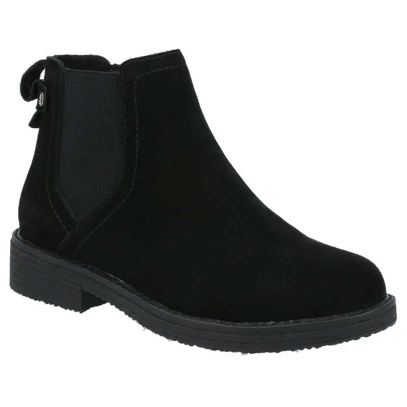 Ankle boots with subtle wedge-Hush Puppies Maddy Ladies Black Suede Side Zip Ankle Boots