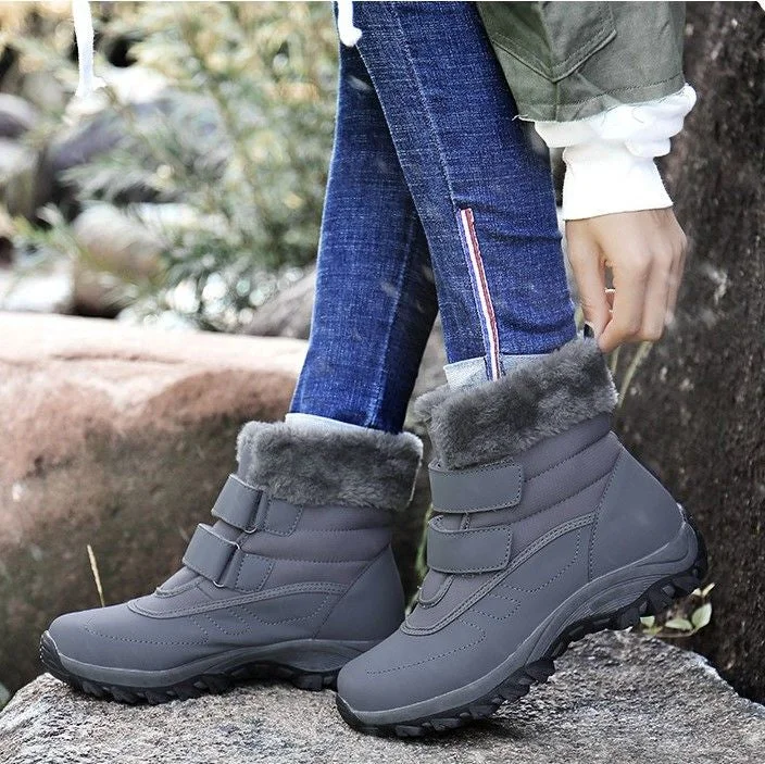 Snow boots for windy days-OCW Orthopedic Women Thick Fur Padded Boots Cozy Outdoor Waterproof Winter Shoes